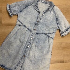 Vintage Light Blue lightweight cotton blend denim western Mini Dress Medium